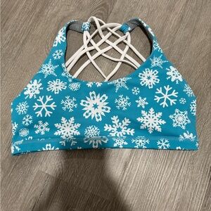 Born Primitive Teal and White Snowflake Sports Bra